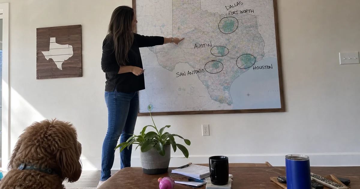 Texas map showing five metros served by Broken Lease Team