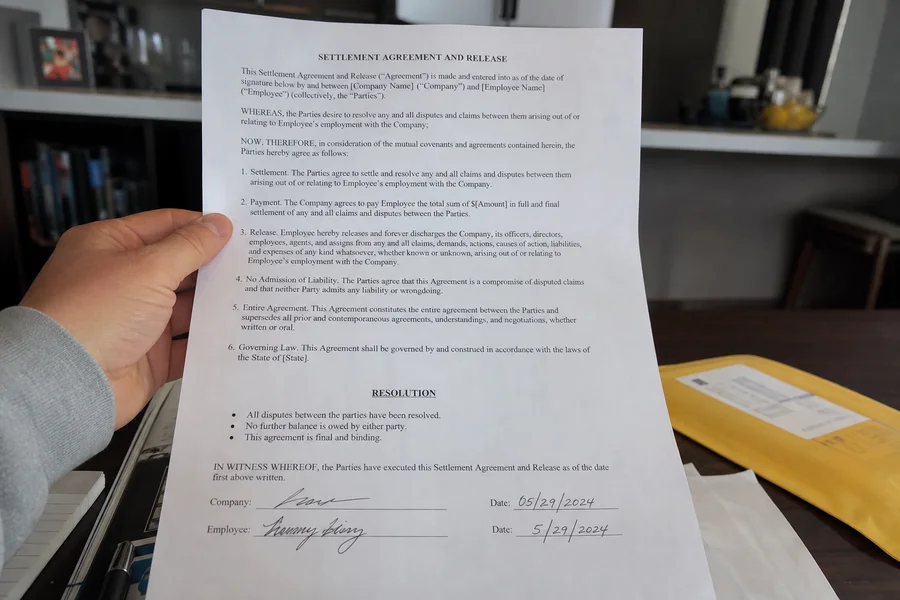 Annotated settlement letter with must-have elements marked