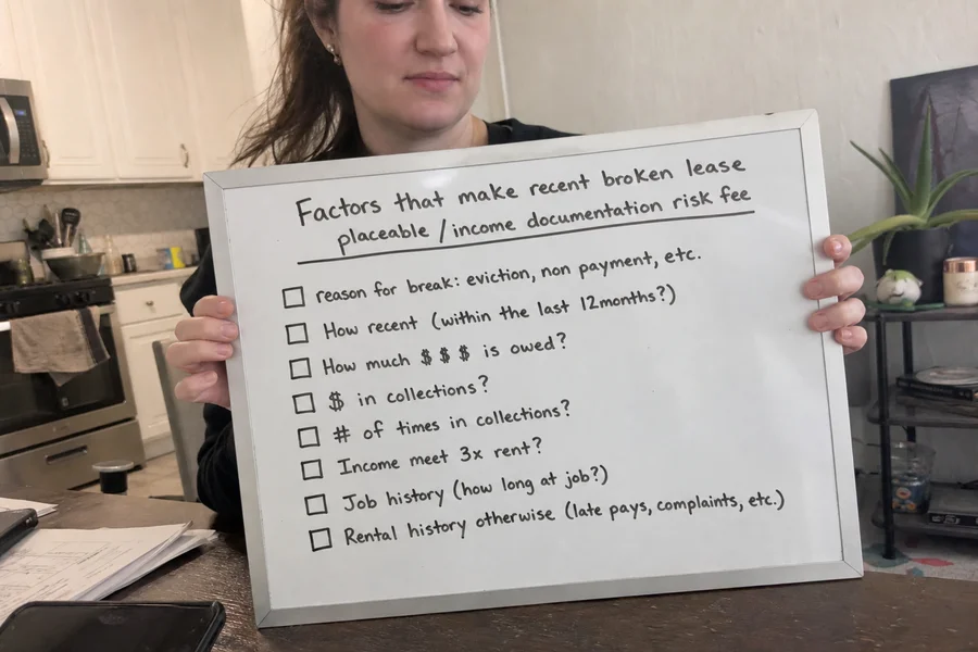 Checklist of factors that make a recent broken lease placeable