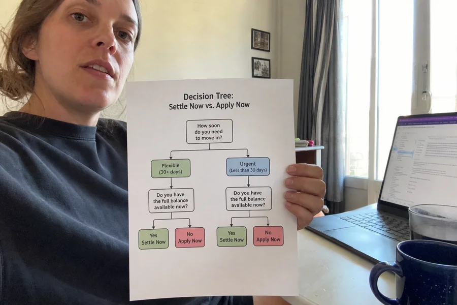 Decision tree: settle now vs apply now