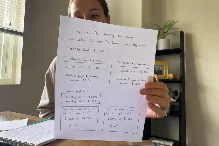Graphic showing 3x vs 4x rent income math
