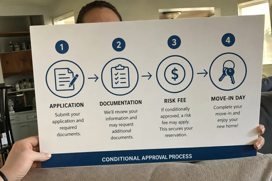 Numbered steps of the conditional approval process