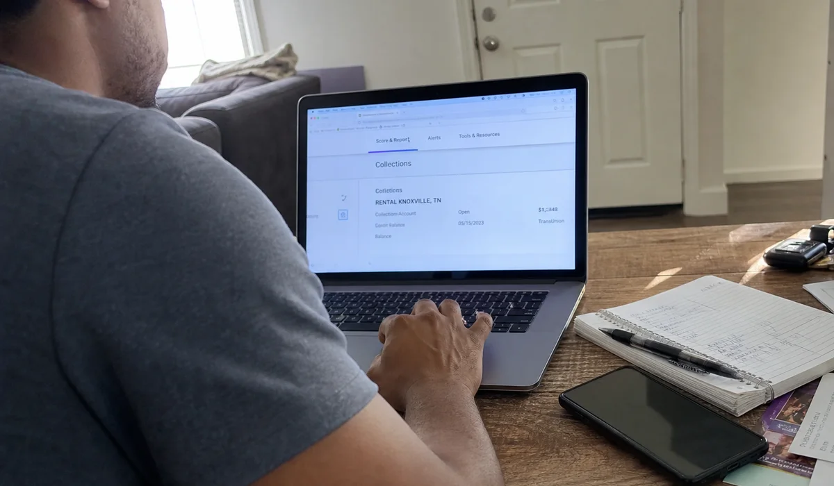 Renter reviewing credit report with rental collection
