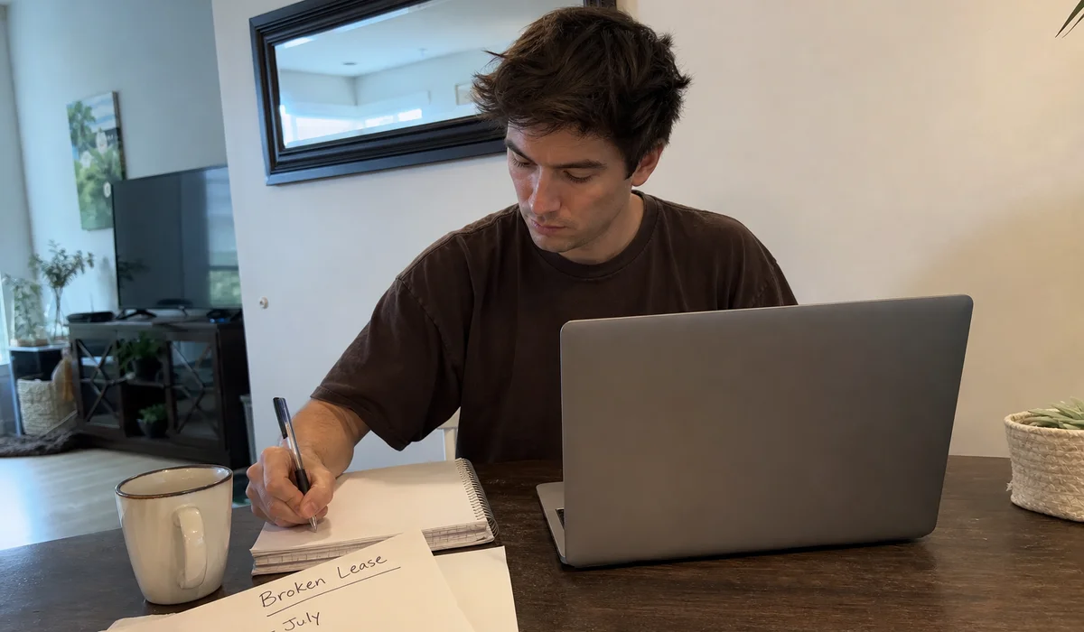 Renter writing a letter of explanation for a broken lease
