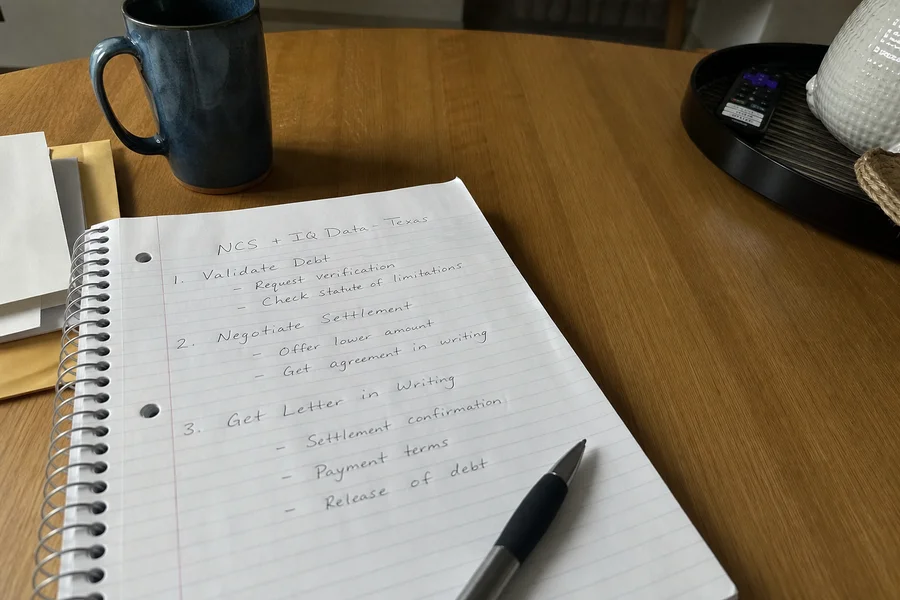 Step graphic: validate debt, negotiate, get letter in writing